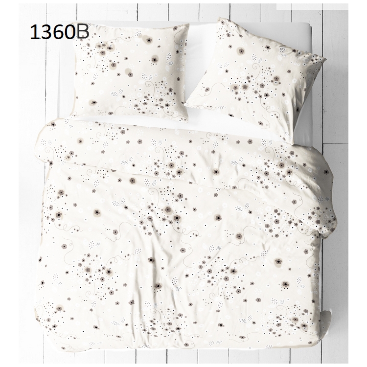 Pościel z Kory Lilia Wytrzymała- brązowe kwiatki na bieli 1360B